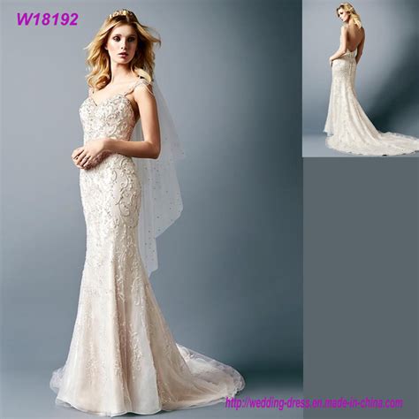 Sexy Mermaid Wedding Dresses Low Back Mermaid Wedding Gowns Lace Bride