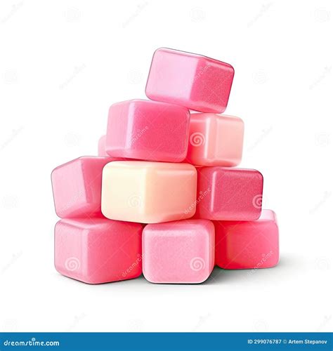 Chewing Gum Isolated Fruit Bubble Gum Set Pink Bubblegum On White