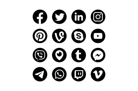 Social Media Icons Popular Graphics Creative Market