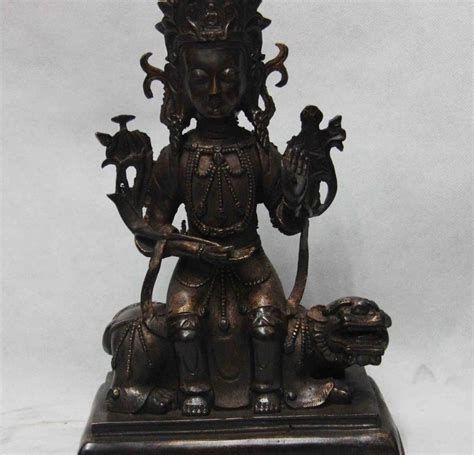 Buddha Copper Bronze Manjusri Manjushri Guan Yin Kwan Yin Boddhisattva