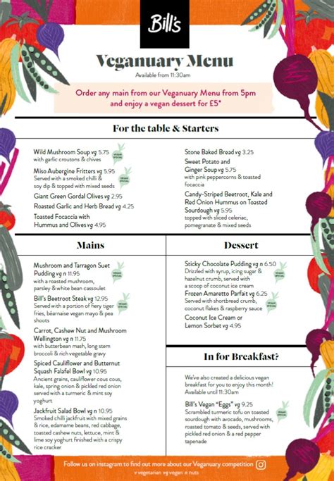 Bills Veganuary Menu Taste Leamington