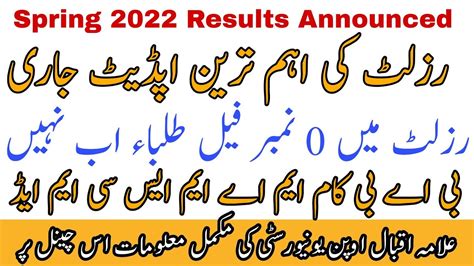 Aiou Results Announced Spring 2022 BA BCOM ASSOCIATE Zaheer Official