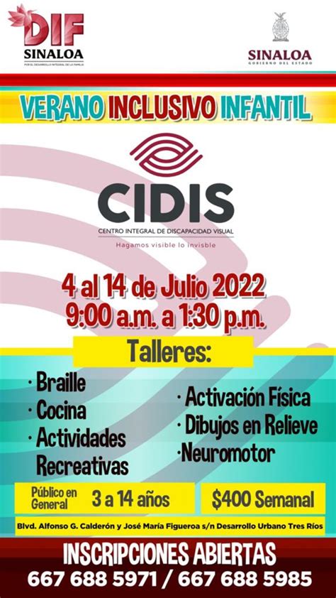 Sistema Dif Sinaloa Invita A La Ni Ez A Cursos De Verano Inclusivo