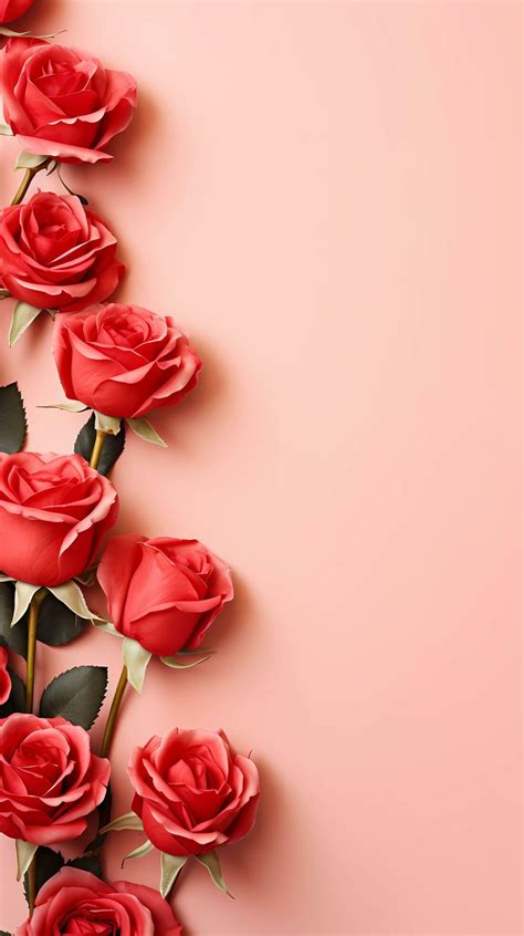 AI generated, Vertical background red roses flowers pattern on soft ...