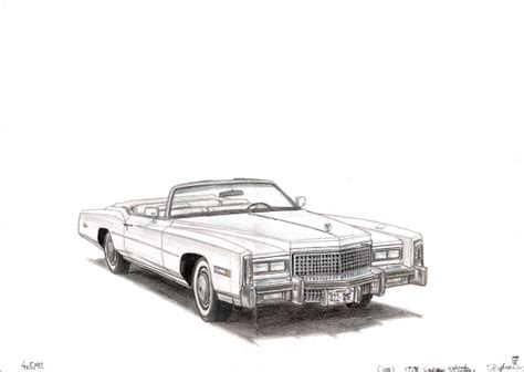 Original Drawing Of 1975 Cadillac Eldorado Convertible