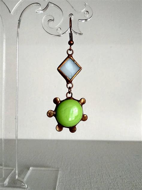 Stained Glass Earrings Dangle Earrings For Women Flowers Etsy