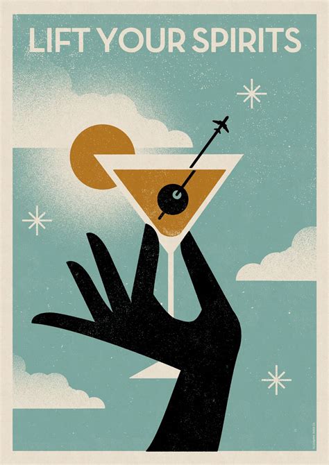 Vintage Retro Cocktail Espresso Martini Illustration Poster Digital