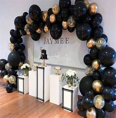 Graduation Balloon Garland Kit Black & Gold Anniversary or Birthday ...