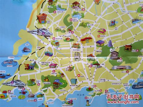 青岛旅游 手绘地图 青岛地图 青岛市地图 青岛旅游图 青岛导游图孔夫子旧书网