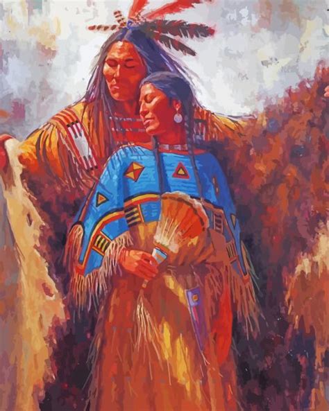 Native American Couple Lovers Art 5d Diamond Painting