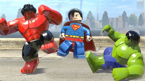 Superman Vs Red Hulk Vs Green Hulk Lego Marvel Super Heroes Youtube