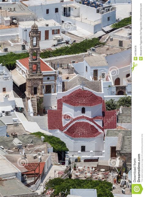 Torre De Bell Lindos Da Igreja Rhodes Greece Foto De Stock Imagem De