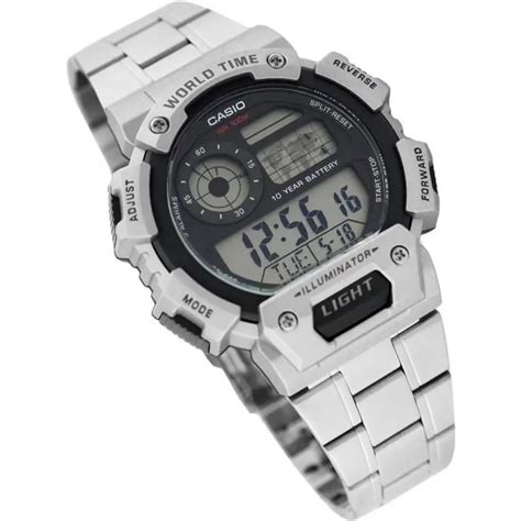 CASIO QUARTZ Alarm WATCH AE 1400WHD 1AV World Time 10 Year Battery