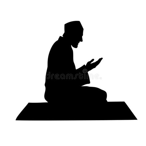 Silhouette Of Muslim Man Praying Stock Vector Illustration Of Badge