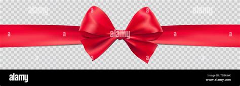 Red Satin Ribbon Bow Vector Transparent Background Stock Vector Image