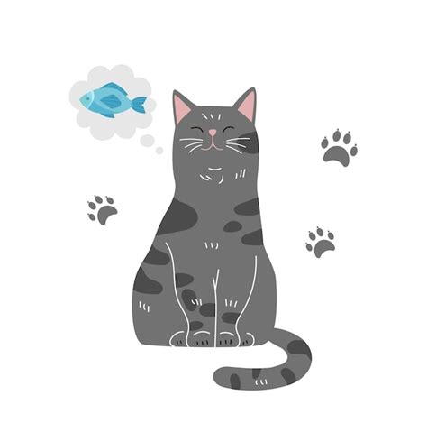 Premium Vector Cat Dream About Fish