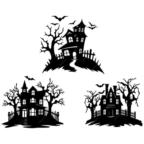 Premium Vector Halloween Night Haunted House Vector Scary Set