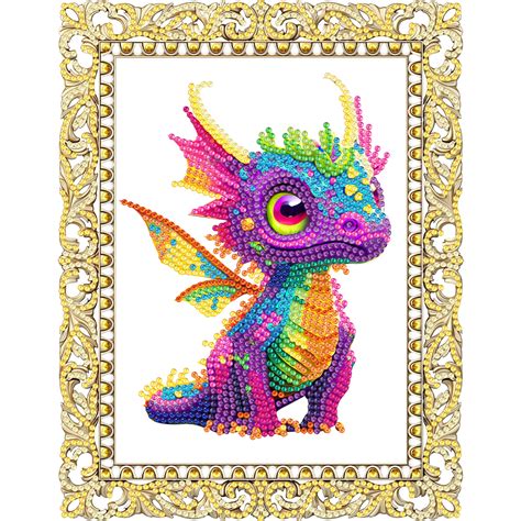 D Diy Crystal Rhinestone Diamond Painting With Frame Dragon Home Table