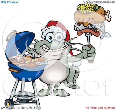 Royalty Free RF Clipart Illustration Of A Grilling Catfish Wearing A