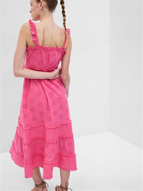 Ruffle Hem Eyelet Maxi Dress Gap