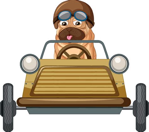 A Pug Dog Driving Car Toy Cartoon 6927633 Vector Art At Vecteezy