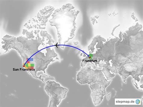 Stepmap Flugroute Frankfurt Sfo Landkarte F R Welt