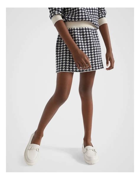 Seed Heritage Houndstooth Knit Skirt In Midnight Blue Myer