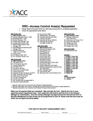 Fillable Online Austincc RRCAccess Control Area S Requested Please