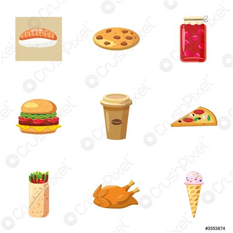 Junk Food Icons Set Cartoon Style Stock Vector 3553874 Crushpixel