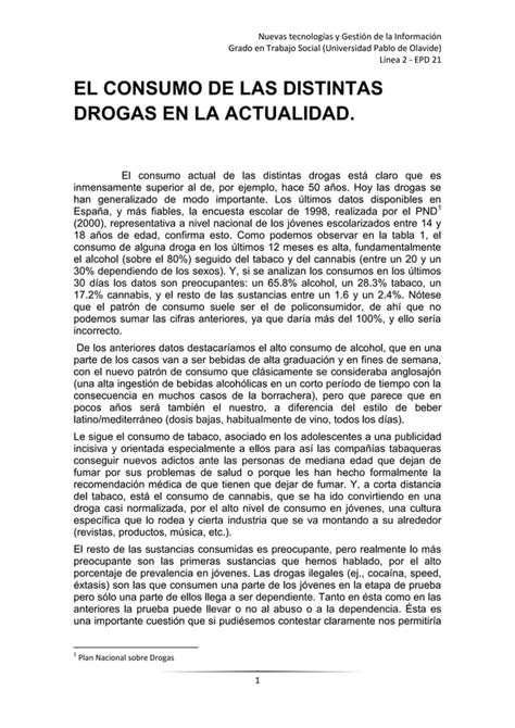 E L Consumo De Las Distintas Drogas En La Actualidad End Pdf