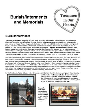 Fillable Online Burials Memorials Queen Of The Miraculous Medal