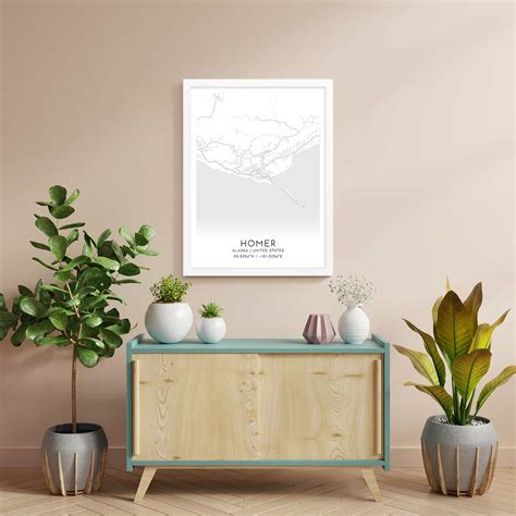 Homer Alaska Map Poster Modern Home Decor Wall Art Print Custom Maps