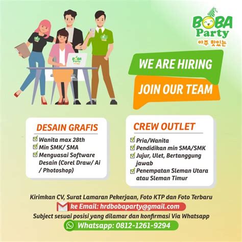 Lowongan Kerja Desain Grafis Crew Outlet Di Boba Party Lokerjogjaid
