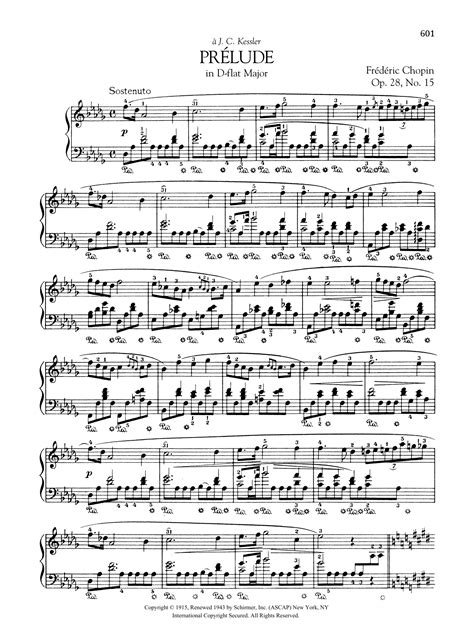 Prelude in D flat Major Op 28 No 15 by Frédéric Chopin Sheet Music