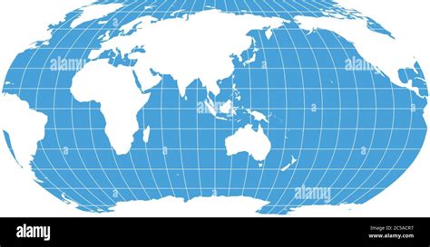 World Map In Robinson Projection With Meridians And Parallels Grid