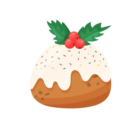 Cartoon Christmas cake. Icon in modern style. On a white background ...