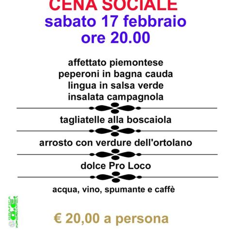 Sabato Febbraio La Cena Sociale Della Pro Loco Di Valenza