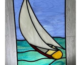 Sailboat Stained Glass Panel Etsy