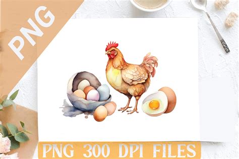 Watercolor Chicken Egg Png Clipart Graphic By Design Store · Creative