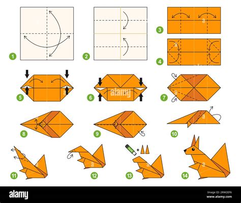 Origami tutorial for kids. Origami cute squirrel Stock Vector Image ...