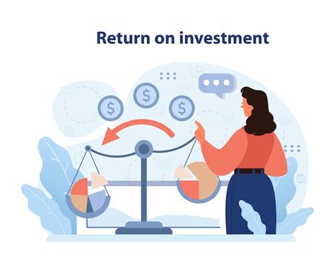 Premium Vector Return On Investment Concept Woman Evaluates Profit