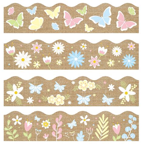 Buy BeYumi80Pcs Spring Flowers Butterfly Burlap Bulletin Board Borders