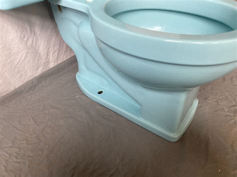 Vtg Mid Century Ceramic Lucerne Blue Porcelain Toilet Old Crane Drexel