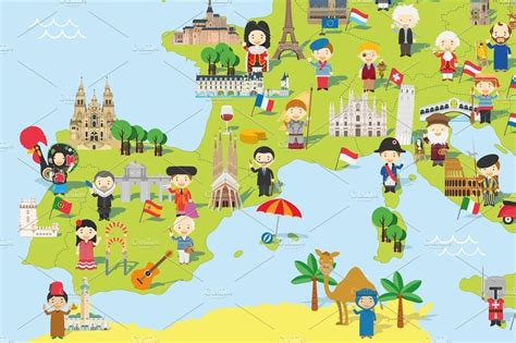 Cartoon map of Europe | Cartoon map, Europe map, Cartoon