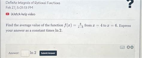 Solved Definite Integrals Of Rational Functions Feb 27