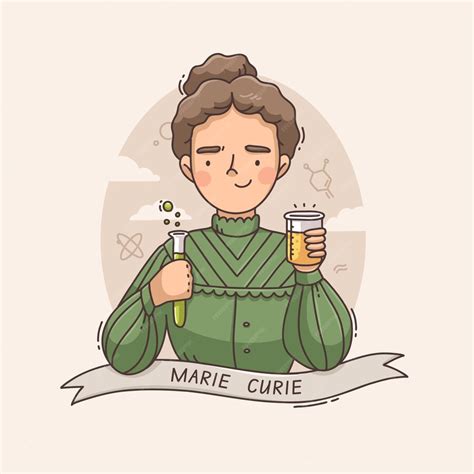 ilustracion dibujada  mano por maria curie vector gratis