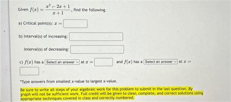 Solved Given F X X 1x2−2x 1 Find The Following A