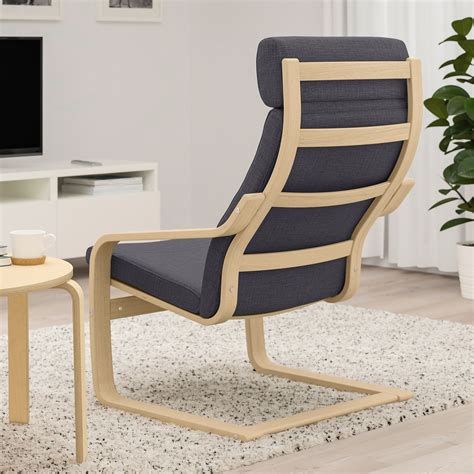 POÄNG кресло дубовый шпон, беленый/Skiftebo темно-серый | IKEA Latvija