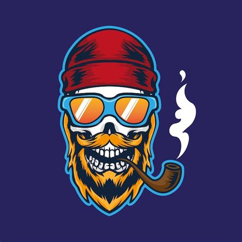 Premium Vector Skull Smoke With Beanie And Beard