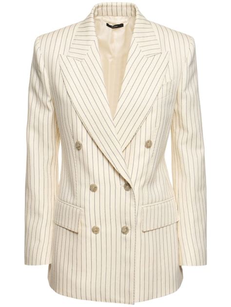 Wool Silk Pinstriped Jacket Tom Ford Women Luisaviaroma